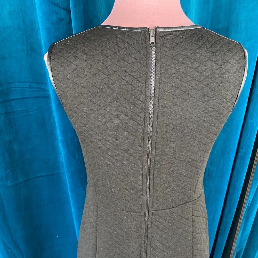 Loft Petite Quilted Faux Leather Trim Black Mini Dress - Picture 10 of 10